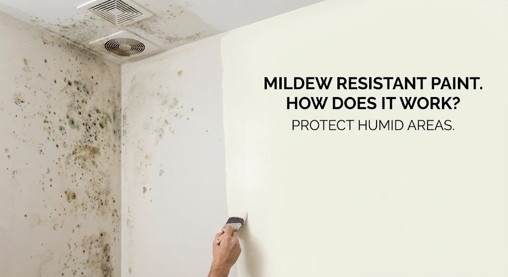 Bathroom ceiling and wall being prepared for a moisture-resistant repaint