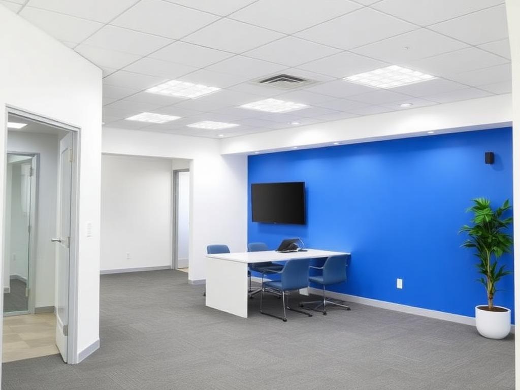 Office repainted after hours with an accent wall — after